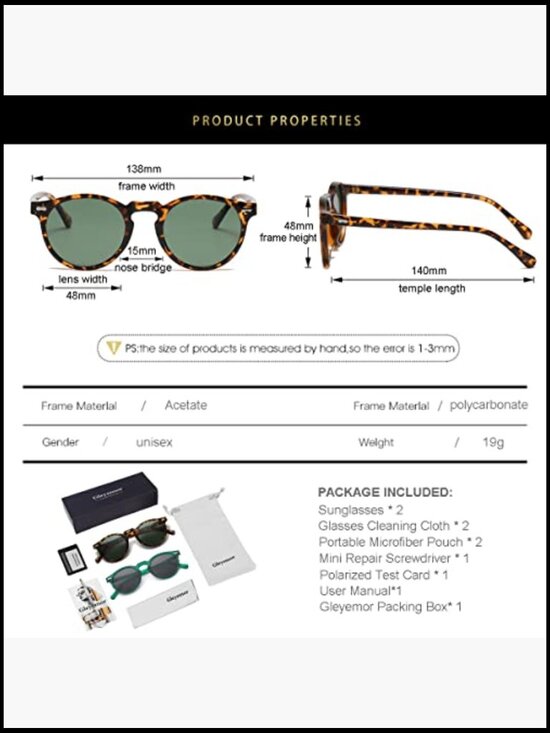Vintage Round Polarized Sunglasses UV400 Protection Acetate Frame main image 7
